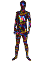 Toussaint Cosplay Costume de Zentai multicolore brillant métallique masculin Déguisements Halloween