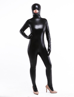 Toussaint Cosplay Costume de zentai noir de métallisé brillant creux à l