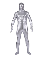 Toussaint Cosplay Costume de zentai unicolore métallisé brillant argent Halloween
