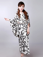 Toussaint Cosplay Costume Kimono Robe Gris Japonais Yukata Avec Imprimé Floral Déguisement Halloween