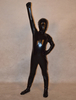 Toussaint Cosplay Costume noir de zentai unisexe enveloppé  métallisé brillant pour enfants Déguisements Halloween