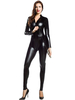 Toussaint Cosplay Costume Zentai noir Sexy métallique brillant pour les femmes Déguisements Halloween