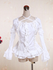 Toussaint Cosplay Lolita Blouse blanche longue en coton Hime manches cou bretelles dentelle Ruffles garniture Déguisements Halloween
