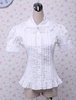 Toussaint Cosplay Lolita Blouse blanche manches courtes dentelle Ruffles garniture en coton Déguisements Halloween