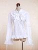 Toussaint Cosplay Lolita Blouse blanche manches longues en coton avec dentelle Lace Trim boucles Déguisements Halloween