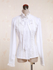 Toussaint Cosplay Lolita Blouse blanche manches longues en coton Stand collier dentelle garniture Lace Up Déguisements Halloween