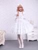 Toussaint Cosplay Lolita Robe blanche monopièce manches longues en coton avec dentelle Déguisements Halloween