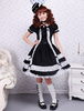 Toussaint Cosplay Lolita Robe noire une pièce courte en dentelle Sleevs garniture Lace Up Déguisements Halloween