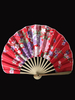 Toussaint Cosplay Éventail Plié Japonais Bambou Imprimé Floral Rouge Déguisements Halloween