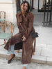 Trench-Coat Femme Col Rabattu Pratique Manches Longues Polyester Bouton Ceinture