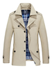Trench Coat Hommes Kaki Printemps Veste Turndown Collar À Manches Longues Veste Coupe-Vent