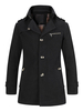 Trench-Coat Noir Manteau Arrière à Manches Longues Pour Hommes Taille PLus Taille Homme