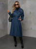 Trench-coat pour femme à la mode avec boutons col rabattu manches longues bouton devant en denim