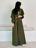 Trench Coat Pour Femme Boutons Pratiques Col Rabattu Manches Longues Polyester Bouton Devant