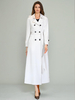 Trench-Coat Pour Femme Ceinture Veste Longue Blanche Col Rabattu Manches Longues Polyester Bouton
