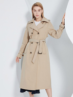 Trench Coat Pour Femme Tendance Col Rabattu Ceinture Manches Longues