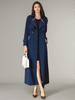 Trench-Coat Pour Femme Veste Longue Col Rabattu Manches Longues Polyester Bouton