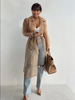 Trench Coat pour femmes tendance col rabattu manches longues Tulle transparent à lacets
