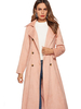 Trench Coat Rose à manches longues à double boutonnage manteau dhiver pour les femmes