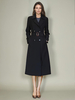 Trench-Coat Veste Femme Boutons Décontracté Col Rabattu Manches Longues Lacets En Polyester