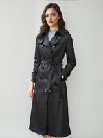 Trench-coat Veste femme en polyester moderne col rabattu boutons manches longues