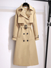 Trench Manteau Femme Longue à Col Revers avec Manches Longues Coupe Cintrée à Lacets avec Poches Unicolore