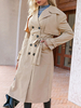 Trench Manteau Femme Mi-long à Col Revers avec Manches Longues Coupe Cintrée à Lacets avec Poches Unicolore