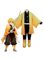 Tueur de démons Kimetsu No Yaiba Zenitsu Agatsuma ensemble de déguisements Cosplay pour enfants