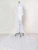 Tulle mariage voile dentelle ovale blanche cathédrale appliques bord un Tier Bridal Veil