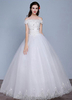 Tulle robe de mariée hors de l’épaule dentelle paillettes étage longueur robe de mariée a-ligne Lace-up