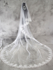 Tulle voile cathédrale de dentelle blanche appliques bord voile nuptiale de mariage