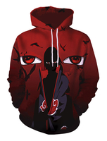 Uchiha Itachi Sweat Femme Pull À Capuche Imprimé Bordeaux