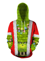 Ugly Christmas Sweater Print Sweat à capuche de vacances à manches longues Déguisements Noël
