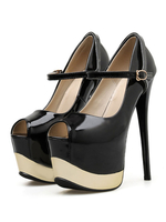 Ultra High Heels Platforom Sexy Pompes Talon aiguille Peep Toe Color Block Chaussures