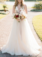 Une robe de mariée en ligne Ivoire Blackless col en V Spaghetti bretelles robe de mariée
