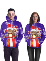 Unisexe Noël Sweat À Capuche Imprimé À Manches Longues Christmas Sweater Costumes De Vacances Déguisements
