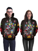 Unisexe Sweat À Capuche De Noël Imprimé À Manches Longues Noir Chandail Vacances Costumes Déguisements