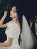 Veil de mariage blanc à deux niveaux à deux niveaux Tulle Cut Veils de mariée classique