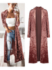 Velours Duster Manteau Col à Manches Longues Col Rond Ouvert Frontale Manteau Pour Femmes