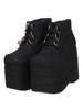 Velours noir Lolita haute plate-forme chaussures lacent vers le haut Déguisements Halloween