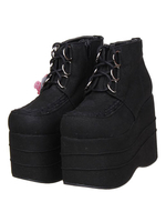 Velours noir Lolita haute plate-forme chaussures lacent vers le haut Déguisements Halloween