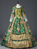 Vert Rétro Costumes Dentelle Arc Floral Imprimer Robe Rococo Femmes Costume Marie Antoinette Déguisements Halloween