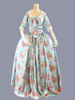 Vert rétro Costumes femmes imprimé fleuri volants nœuds Polyester tunique robe Marie Antoinette Costume rétro fête robe de bal