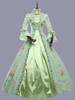 Vert rétro Costumes volants Polyester imprimé fleuri robe Marie Antoinette Costume femmes rétro tunique fête robe de bal