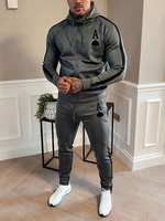 Veste à capuche imprimé A de pique gris foncé ensemble sport 2 pièces