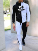 Veste à capuche imprimé blanc et noir ensemble sport 2 pièces