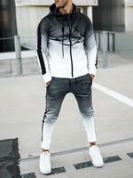 Veste à capuche imprimé blanc et noir ensemble sport 2 pièces