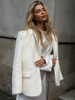 Veste Blazer Écru Blanc Revers Cranté Manches Longues Élégant Printemps Vêtements Dextérieur Pour Femmes 2025