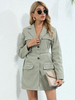 Veste Blazer femme à Col Revers Fermeture à Boutons avec Poches Ceinturé avec Manches Longues Unicolore Veste Blazer Femme