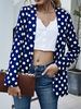 Veste Blazer Femme Bleu Col Rabattu Manches Longues Veste De Printemps À Pois